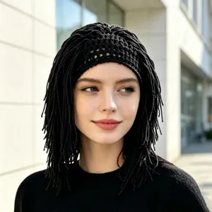 Handgemaakte Gehaakte Dreadlock Beanie Pruik Muts Kwastje Gebreide Grappige Muts Halloween Feest Kostuum Accessoire
