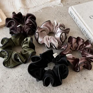 Chouchous en Velours Vintage Français pour Femmes Design Passepoil Fait à la Main Accessoires Cheveux Automne Hiver