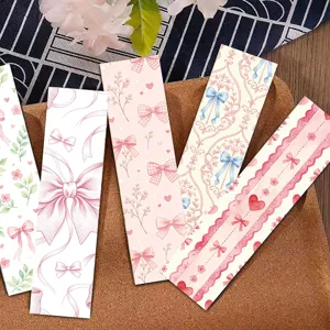 Elegante Rosa Schleifen Papier Lesezeichen Set Blumenmuster Für Studenten Lektüre Geschenk DIY Scrapbooking Schreibwaren