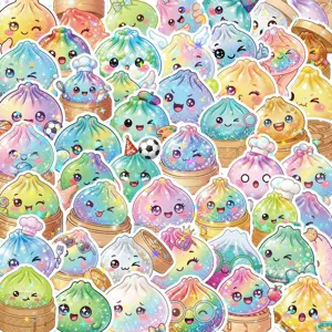 Multicolor Dumpling Cartoon Stickers Holographic Star Film Waterproof Graffiti Stickers DIY Decoration For Suitcase Notebook Handbook Stationery