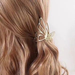 Pince à Cheveux Papillon en Métal à la Mode Élégante Pince Requin en Alliage Ajouré Or Argent Épingle à Cheveux pour Femme Accessoires Cheveux