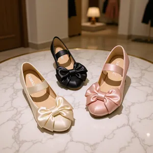 Chaussures Plates Ballerines en Satin pour Femmes avec Nœud et Strass Chaussures Mary Jane à Bout Rond à Enfiler Élégantes