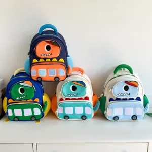 Kids School Backpack Kindergarten Bag For Boys Girls Lightweight Breathable Oxford Cloth Cartoon Dinosaur Bus Design Outdoor Travel Small Rucksack
