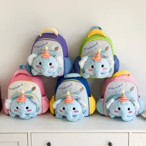 Sac À Dos Enfant Éléphant Bleu Mignon En Tissu Oxford Léger Sac D'école Pour Tout-Petit Filles Garçons Jardin D'enfants