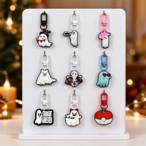 Halloween Geist Kürbis PVC Weichgummi Schlüsselanhänger Cartoon Totenkopf Monster Tasche Anhänger Süß Horror Geist Gespenstisch Schlüsselring Zubehör