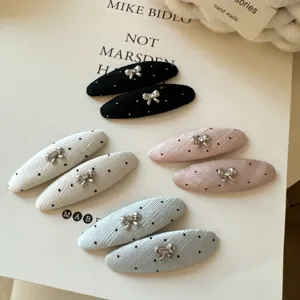 Pinza para el Cabello de Mota Estilo Coreano Con Lazo de Plata Vintage y Strass Pinza BB para Mujeres Accesorios de Moda