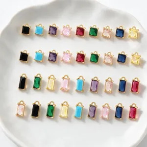 Ciondolo In Zircone Colorato Micro Pavé Rettangolare Rame Per Creazione Di Gioielli Fai Da Te Collana Bracciale