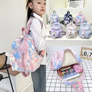 Zaino per Bambini Grande Capacità Cartone Animato Coniglio Carino Borsa da Scuola per l'Asilo Con Ciondolo a Coniglio