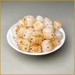 Perles En Vrac En Racine De Bodhi Naturelle Forme Chat Citrouille Sculptées À La Main Pour Fabrication Bijoux DIY