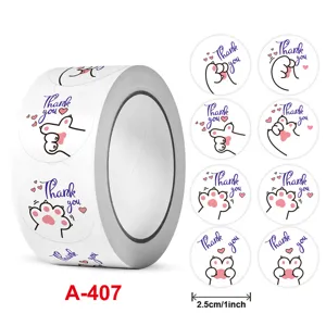 Cartoon Cat Paw Thank You Stickers For Teachers Reward Students Encouragement Labels Round Copperplate Paper Self Adhesive Stationery Decor Stickers
