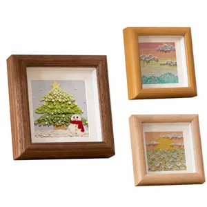 DIY Κορνίζα Shadow Box Τετράγωνη Κούφια Κορνίζα Φωτογραφίας Υφή Ξύλου για Δείγμα Πεταλούδας Αποξηραμένα Λουλούδια Διακόσμηση