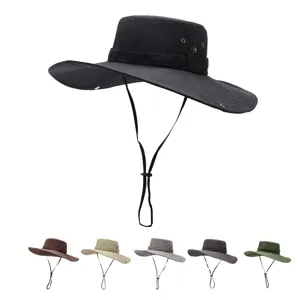 Cappello Da Sole A Tesa Larga Per Esterno Poliestere Asciugatura Rapida Traspirante Cappello Da Pesca Con Cordino Antivento Regolabile Per Escursioni