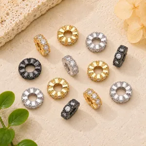Gold Plated Copper Zirconia Spacer Beads For DIY Jewelry Making Bracelet Necklace Micro Pave Cylinder Beads Findings