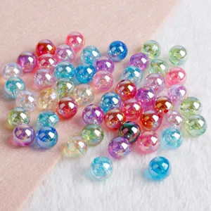 Perles Rondes Irisées en Acrylique AB pour Accessoires de Création de Bijoux DIY Bracelet Collier Boucles d'Oreilles Fournitures Artisanales
