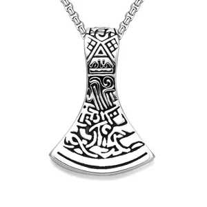 Men's Vintage Nordic Viking Pendant Necklace Stainless Steel Box Chain Alloy Axe Skull Wolf Snake Punk Jewelry Gift
