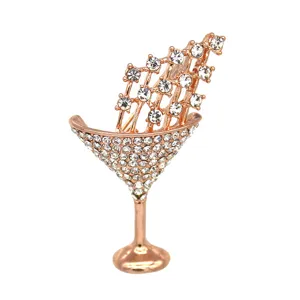 Spilla da Donna a Forma di Bicchiere da Cocktail con Strass in Lega di Zinco Creativa Spilla per Abbigliamento per Feste Banchetti Gioielli Eleganti
