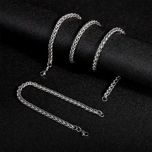 Ensemble Collier Et Bracelet en Acier Inoxydable d'Os de Dragon pour Hommes Simple Chaîne de Panier en Acier au Titane Bijoux Unisexe