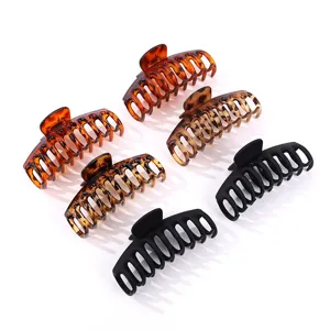 Grande Pince à Cheveux en Os de Dragon pour Femmes Mat Brillant Imprimé Léopard Pince Requin Antidérapante Accessoires de Coiffure