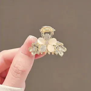 Elegant Zinc Alloy Flower Hair Claw Clip With Rhinestone Opal Look Floral Hairpin Sweet Hair Accessories For Women Gift