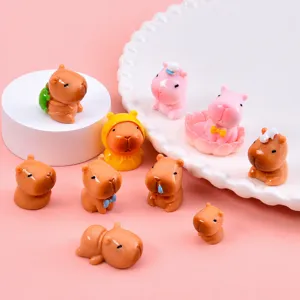 Cartoon Capybara Resin Miniature Figurines Cute Water Pig Charms For DIY Crafting Desktop Ornaments Phone Case Decoration Materials