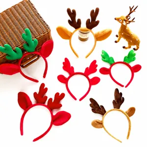 Serre-tête Bois de Renne de Noël Mignonnes Oreilles de Cerf en Peluche Paillettes Brillantes Barrettes de Cheveux de Fête Accessoires pour Femmes Enfants