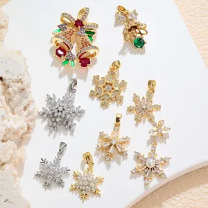 Kupfer Strass Künstliche Perle Schneeflocke Weihnachten Glocke Anhänger Elegant Klein Süß Stil Schmuck Accessoire Damen