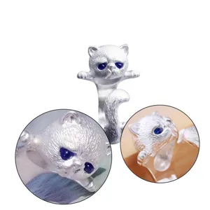 Süße Katze Und Hund Offener Ring Legierung Tierform Verstellbarer Mode Schmuck Ring Für Damen Alltag Party Geschenk