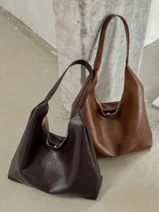 Sac d'Aisselle Pour Femmes en Similicuir PU Grande Capacité Avec Pochette Intérieure Style Rétro Simple Pour Travail Et Voyage