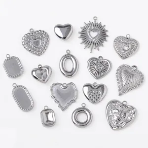 Edelstahl Herz Anhänger DIY Schmuck Charms Geometrische Herzform Kette Anhänger Für Schmuckherstellung Damen Zubehör
