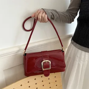 Fashionable Niche Design Women Underarm Shoulder Bag Solid Color PU Leather Small Square Bag Elegant Street Trend Handbag