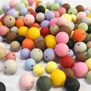 Perles Rondes en Silicone Couleur Macaron pour la Fabrication de Chaînes de Sucettes DIY Bébé Perles de Bijoux Faits à la Main