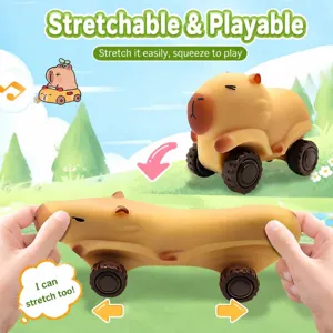 Cartoon Capybara Rückziehauto Stressabbau Spielzeug Dehnbare Verformung Kunststoff Wasserschwein Fahrzeug Geschenk Für Kinder Erwachsene