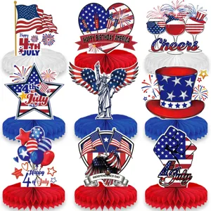 Veterans Day Honeycomb Centerpieces American Flag Patriotic Party Decorations Memorial Day Independence Day Table Topper USA Soldiers Statue Liberty Decor For Veterans Party