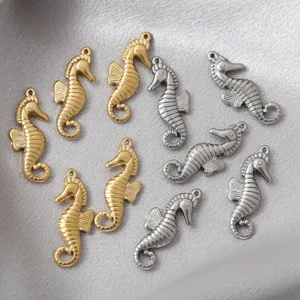Ocean Series Stainless Steel Pendants Turtle Starfish Seahorse Fish Charms For DIY Jewelry Making Necklaces Hanging Accessories