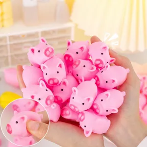 Cute Pink Pig Squeaky Squishy Toy For Stress Relief Soft Plastic Piggy Animal Fidget Toy Creative Prank Gift For Kids Adults Yellow