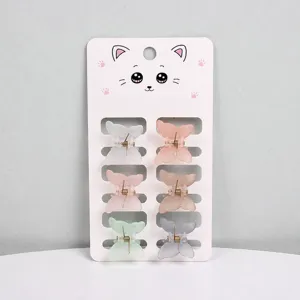Sweet Korean Style Mini Hair Claw Clips Set For Kids Girls Matte Plastic Flower Butterfly Hairpins Small Hair Accessories