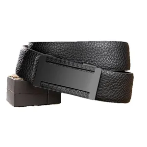 Herren Automatikschließe PU Ledergürtel Business Casual Mode Bund Mit Legierung Schnalle Lychee Muster Hüftgürtel Für Männer