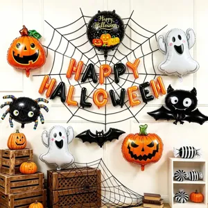 Halloween Aluminum Foil Balloon Party Decoration Pumpkin Bat Ghost Spider Skull Shape Balloons For Festival Background Scene Layout