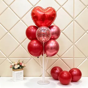 18 Pouces Cœur Ballon Table Flotteur Ensemble Aluminium Cœur Ballon Latex Paillettes Ballon Colonne de Bureau Pour Décoration de Fête