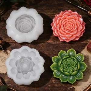 Flower Succulent Silicone Mold For Candle Making DIY Resin Casting Lotus Chrysanthemum Gypsum Aromatherapy Ornament Mold