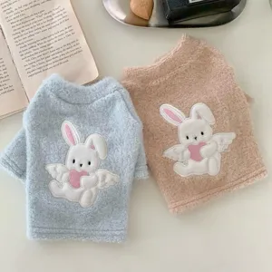 Autumn Winter Pet Dog Knit Sweater Cute Rabbit Embroidery Plush Puppy Clothes For Teddy Bichon Pomeranian Cat Small Dog Apparel