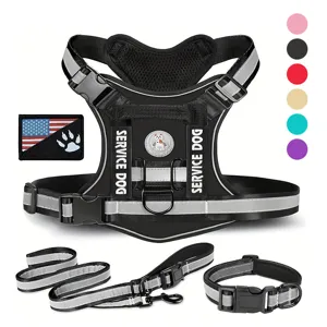 Reflecterende Hulphond Tuigje Set Ademend Nylon Hondenvest Met Lijn En Halsband Verstelbaar Reflecterend Trainingsharnas