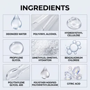 Infografica degli ingredienti con nove riquadri etichettati su sfondo azzurro-grigio chiaro