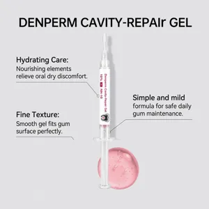 Detail view of a gel applicator beside pink translucent gel on a light gray background