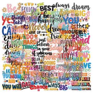 Adesivi Estetici Colorati con Citazioni Ispiratrici in Inglese in PVC Impermeabili Parole Positive Decalcomanie per Notebook Decorazione Cancelleria