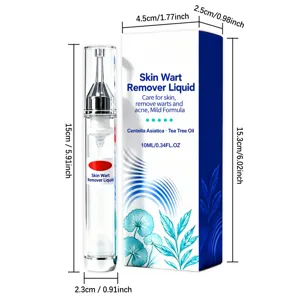 Διαφανές φιαλίδιο αντλίας 10 ml δίπλα σε μπλε και λευκό κουτί, με centella και έλαιο τεϊόδεντρου