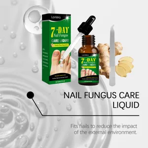 Flacone contagocce in vetro ambrato e scatola verde con zenzero e una lima per unghie