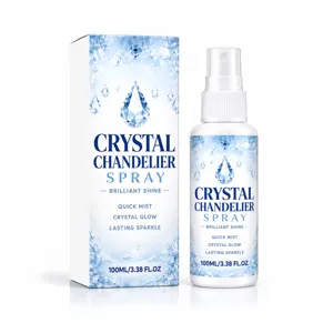 Crystal chandelier cleaning spray in a 100 ml bottle with blue-and-white box, shown together