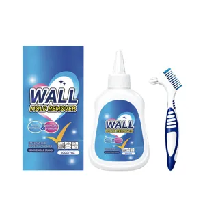 Liquido antimuffa per pareti in flacone con scatola e spazzola doppia blu e bianca