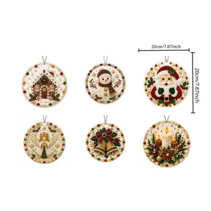 Six round Christmas ornaments with sparkling diamond-style art, arranged in two rows of three